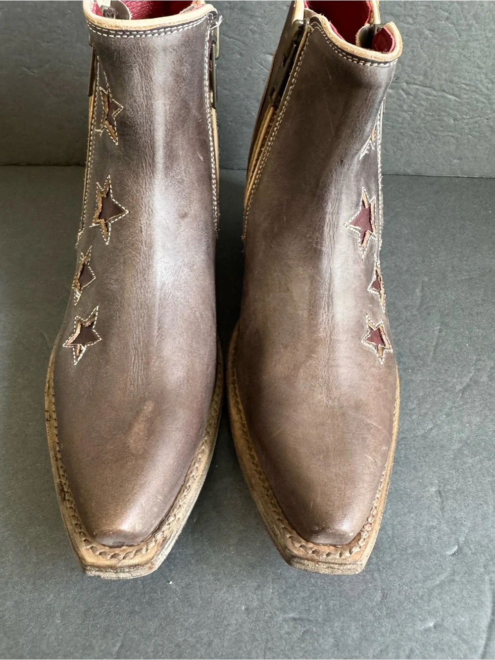 Freebird by Steven Weaver Stars Boots Snip Toe Leather Ankle Coastal Cowgirl 9 - Picture 4 of 14